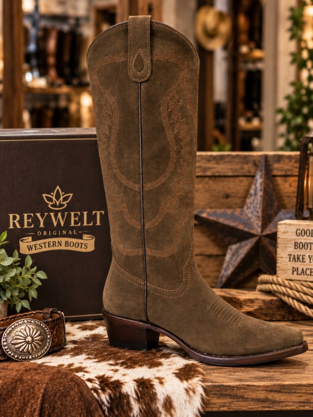 Reywelt / JC McCoy 2115 Brown Suede Western Boots – NIB